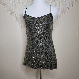Express Sequin Shimmer Tank Gold Black